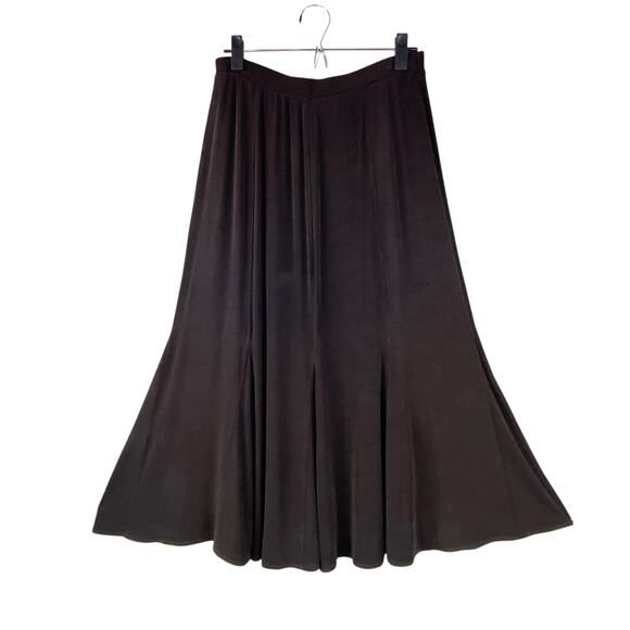 Chico's Travelers Dark Brown A-Line Midi Skirt Size L Slinky - Picture 7 of 7